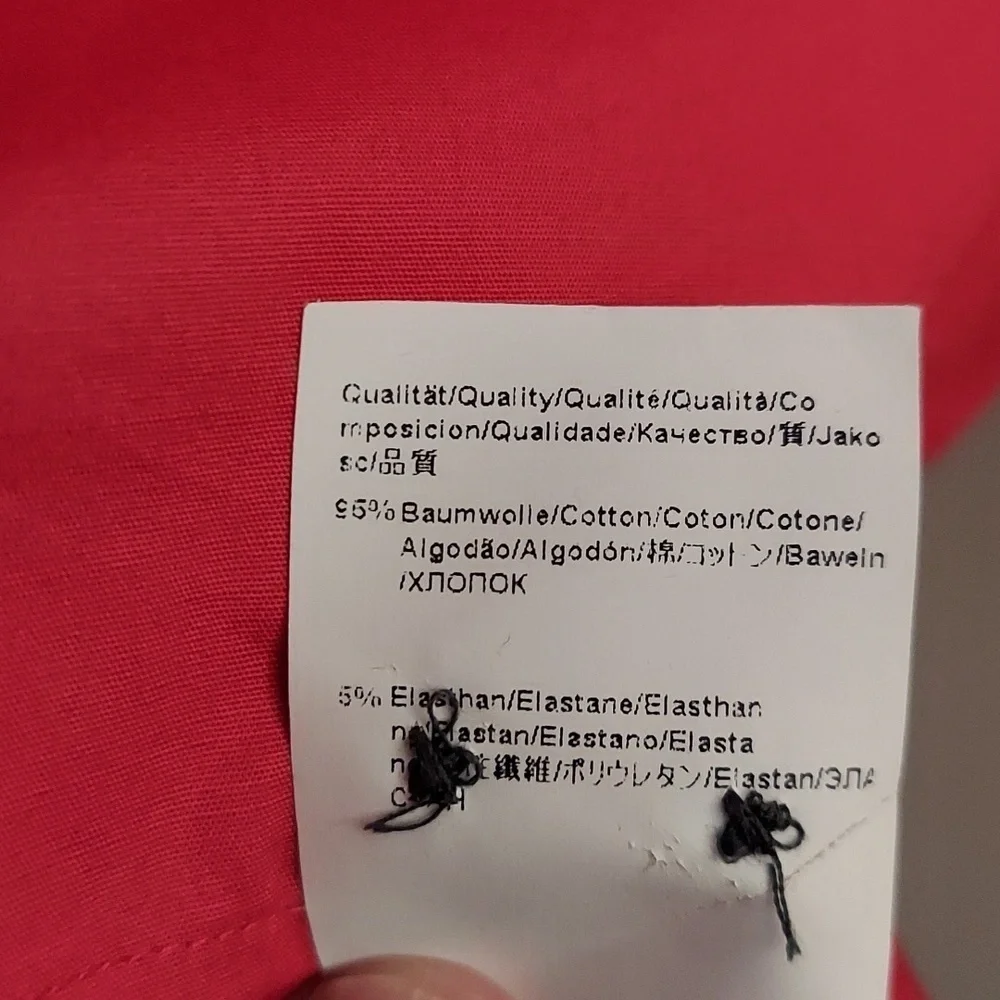 HUGO by Hugo Boss Slim Line Button Down Long Sleeve Coral Dress Shirt - Picture 11 of 12